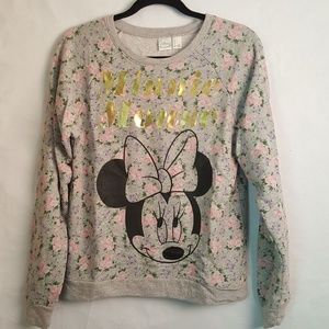 Minnie Mouse Floral Print Gold Lettering Sweater